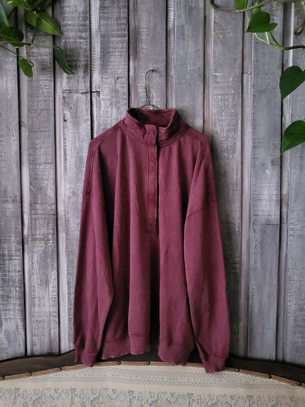 NWT Wineberry Snap Button Fleece Sweatshirt Large